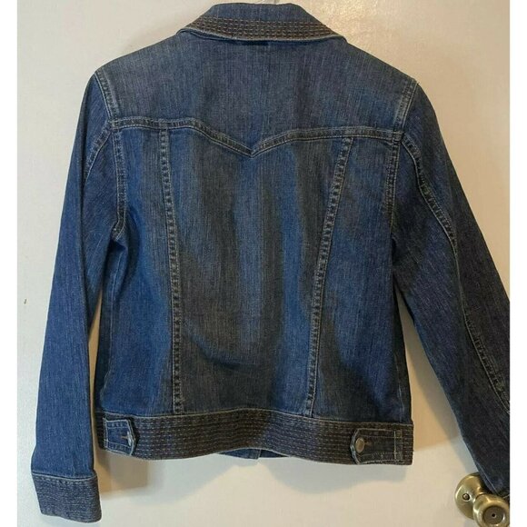 Liz Claiborne Women’s Embroidered Top Stitching Denim Jean Jacket Size M - Picture 6 of 12